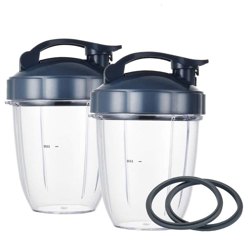 VGEFC Blender Cups for Nutribullet Blender, Blender Replacement Parts 18OZ Cups with 2 Flip Top To Go Lids and 2 Rubber Gaskets Compatible with Nutri Bullet 600W/900W Blenders (2 PCS) - Image 1